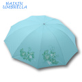 Venda a granel China Fabricante Top Quality personalizado preço de fábrica portátil cor verde flor monção guarda-chuva guarda-chuva personalizado